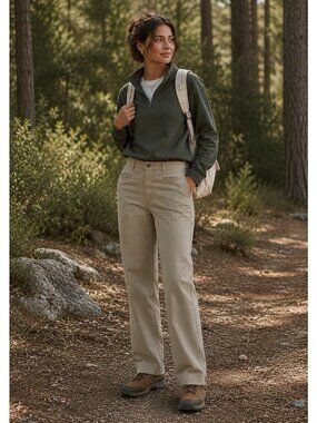 Toad &‎ Co. Casual Chino Pants 14 High Rise Beige Flat Front Wide Leg Y2k Hiking